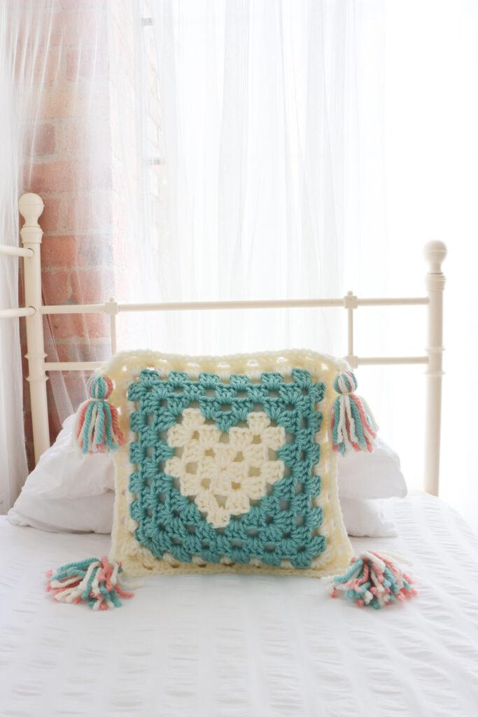Heart Granny Square Cushion Cover