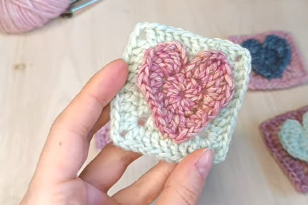 Raised Heart Granny Square